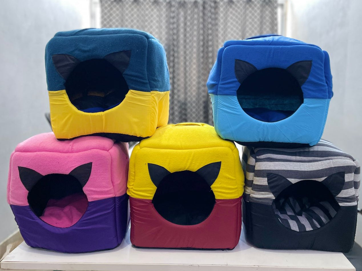 Premium Cat House Plus Bed — Soft Indoor Cozy Retreat